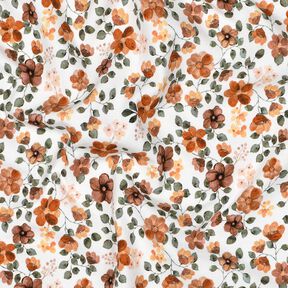 GOTS Baumwolljersey Herbstblumen Digitaldruck – weiss/rosé, 