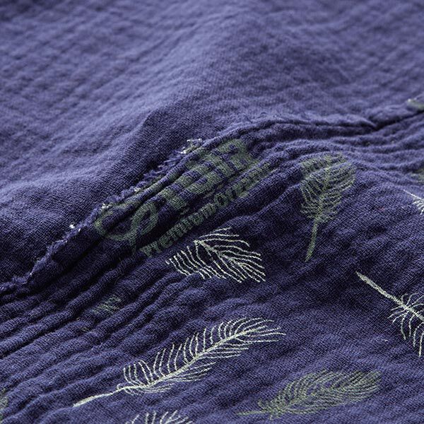 GOTS Musselin/ Doppel-Krinkel Gewebe Federn | Tula – marineblau, image number 5