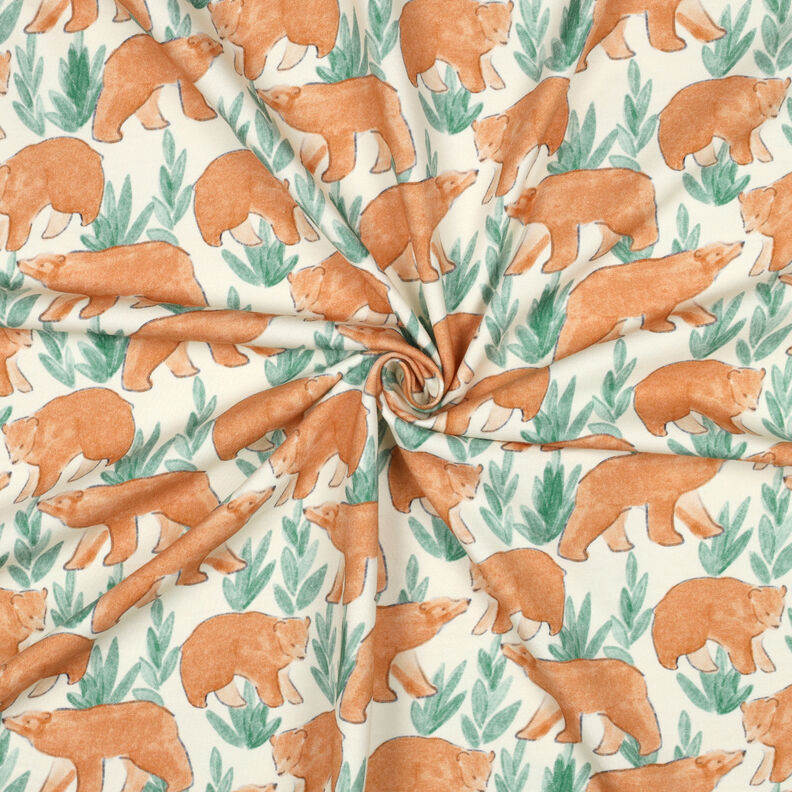 French Terry Sommersweat Aquarell-Bären Digitaldruck | Poppy Fabrics – wollweiss,  image number 3