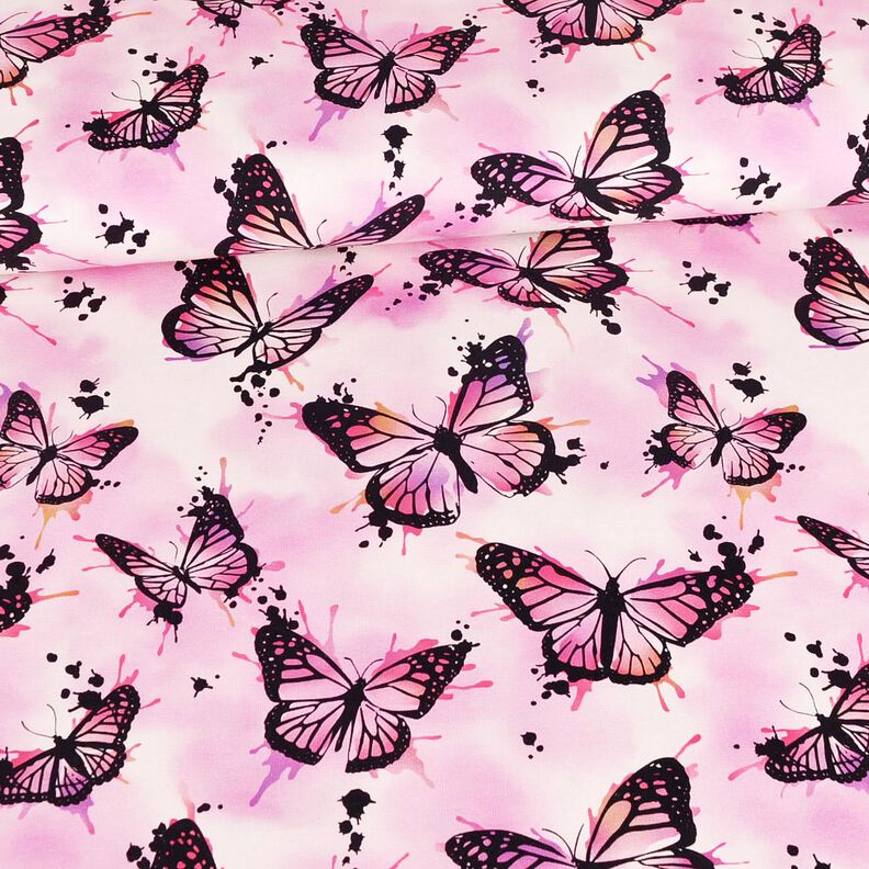Baumwolljersey Butterfly Splashes | Glitzerpüppi – pastellviolett,  image number 2