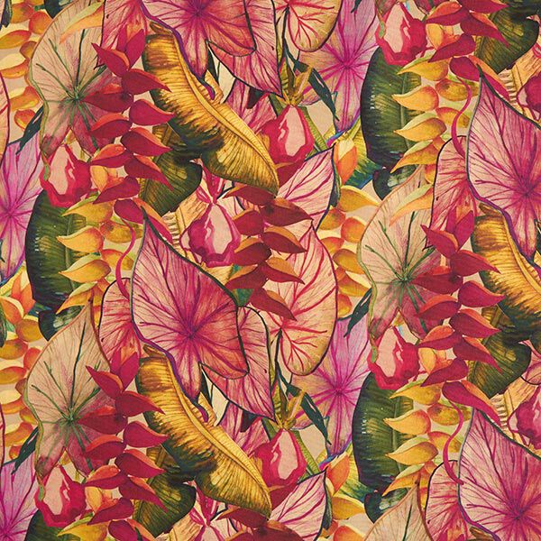 Outdoorstoff Canvas Exotische Blätter – karminrot/lila,  image number 1