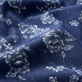 Chambray kleine Rosen – marineblau/wollweiss, 