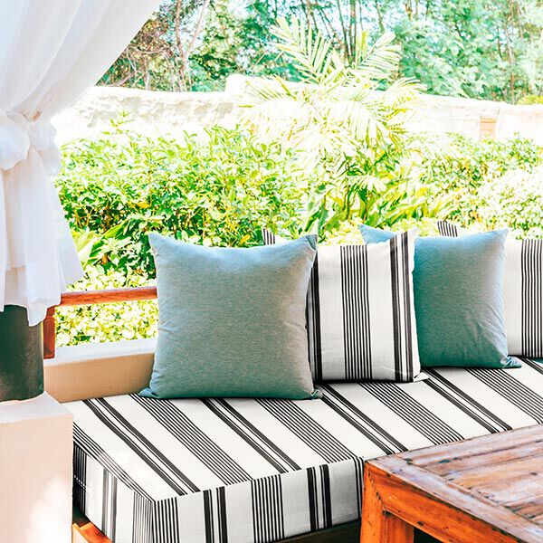Outdoorstoff Canvas feiner Streifenmix – schwarz/weiss | Reststück 50cm