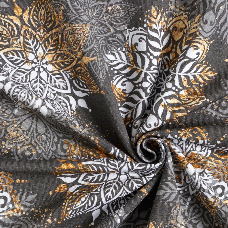 French Terry Mandala Winterzauber | Glitzerpüppi  – altsilber/altgold,  image number 3