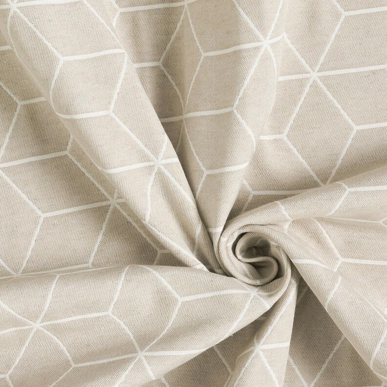 Dekostoff Jacquard moderne Würfel – cashew/elfenbein,  image number 3
