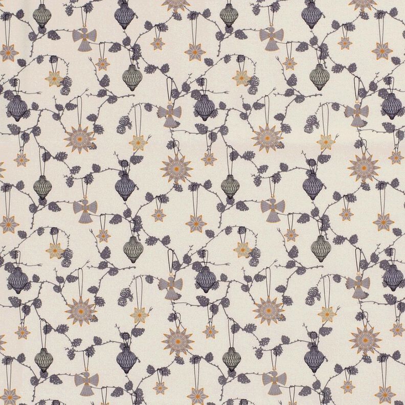 Baumwollstoff Popeline Scandi-Baumschmuck – hellbeige, image number 1