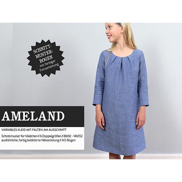 AMELAND Kleid mit Falten am Ausschnitt | Studio Schnittreif | 86-152,  image number 1