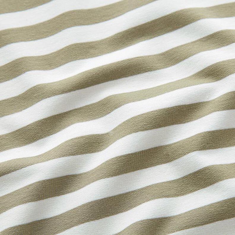 French Terry Sommersweat garngefärbte Streifen – wollweiss/hellkhaki,  image number 2