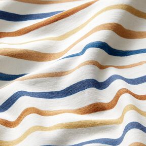 GOTS Baumwolljersey zarte Aquarellstreifen Digitaldruck – weiss/königsblau, 