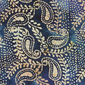 Feiner Baumwollbatist Batik Paisley – ozeanblau/sand, 