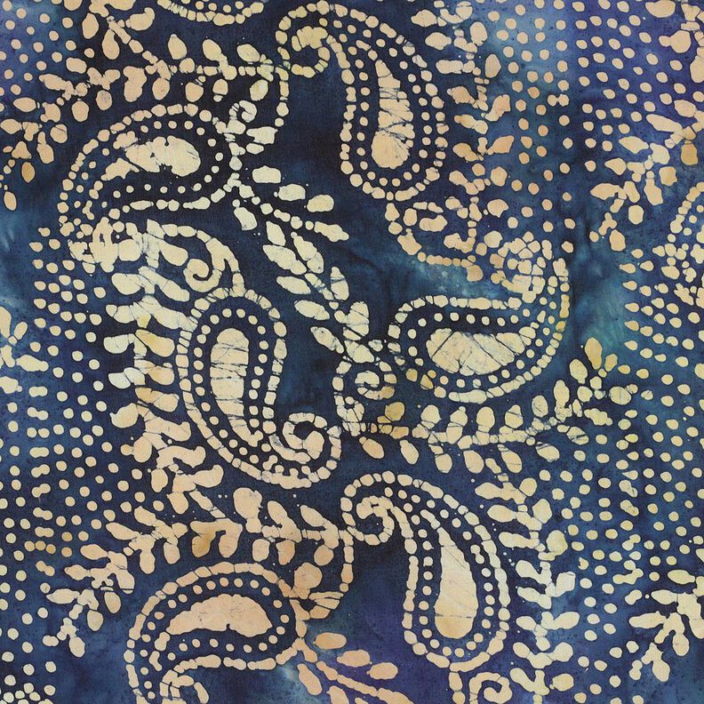 Feiner Baumwollbatist Batik Paisley – ozeanblau/sand,  image number 1