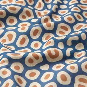 Dekostoff Halbpanama abstraktes Leomuster – blau/cashew, 