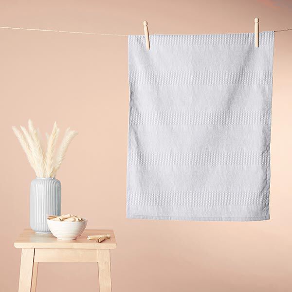 Waffelpiqué Querstreifen – weiss | Reststück 50cm