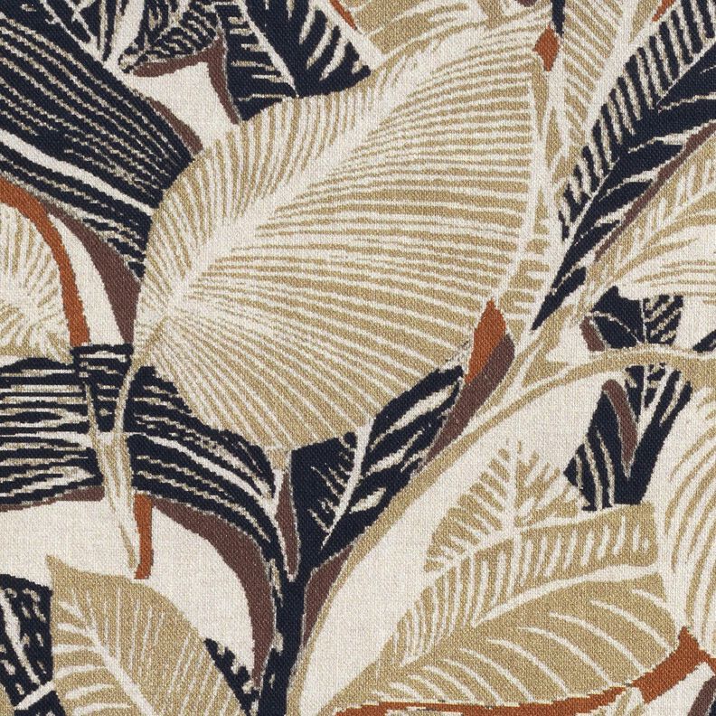Dekostoff Halbpanama verschlungene Blätter – natur/hellkhaki, image number 5