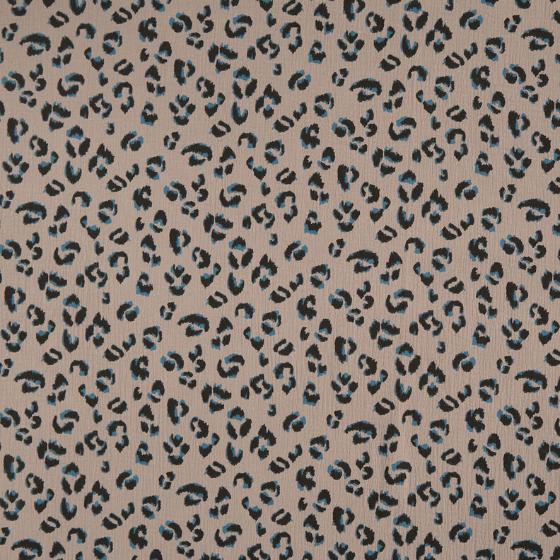 Musselin/ Doppel-Krinkel Gewebe Leo – taupe/petrol,  image number 1