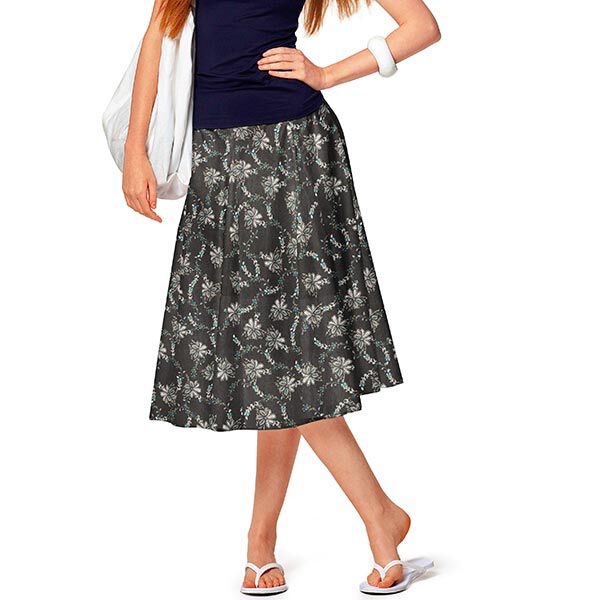 Satin Blumenranken – schwarz | Reststück 100cm