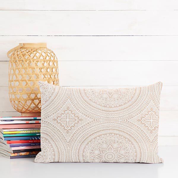 Dekostoff Canvas Mandala – natur/weiss | Reststück 50cm