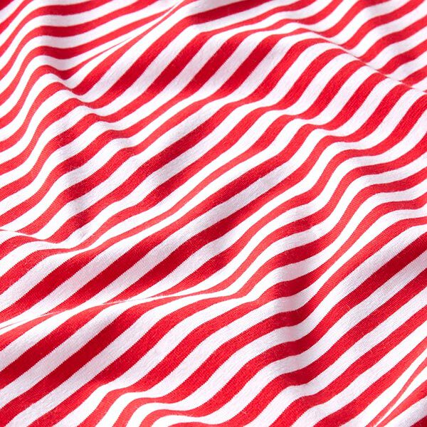 Baumwolljersey schmale Streifen – rot/weiss, image number 2
