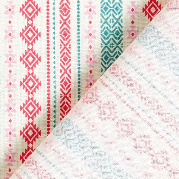 Baumwollstoff Cretonne Ethno – mintgrün/rosa