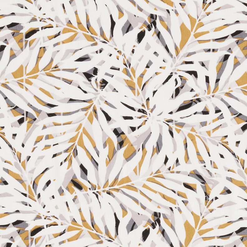 Viskosestoff sommerliche Palmwedel – weiss/senf,  image number 1