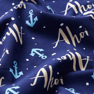 Baumwolljersey Ahoi – marineblau/hellbeige, 