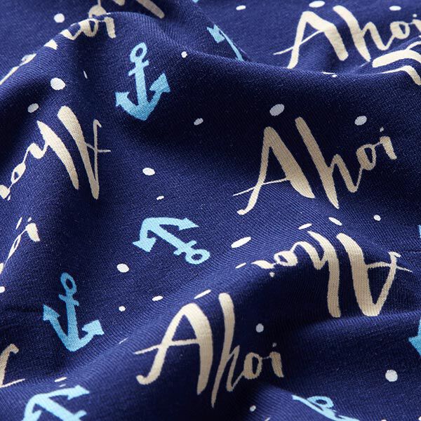 Baumwolljersey Ahoi – marineblau/hellbeige, image number 2