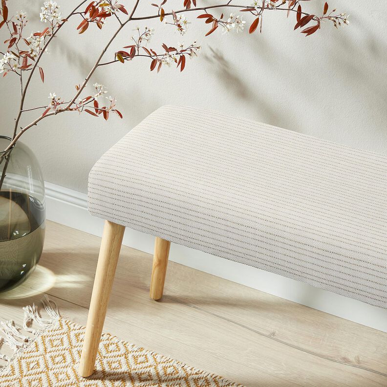 Dekostoff Panama dezenter Streifen &ndash; hellbeige/hellbeige,  image number 5