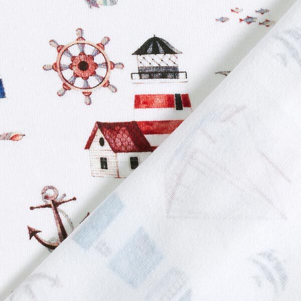 Baumwolljersey Leuchtturm & Anker Digitaldruck – wollweiss, image number 4