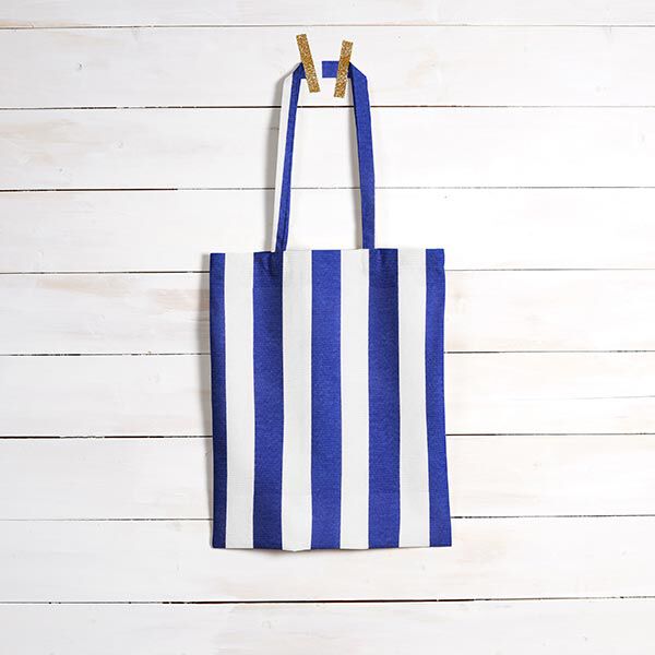 Dekostoff Canvas Streifen – blau/weiss | Reststück 50cm