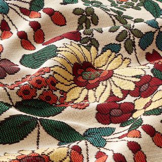 Dekostoff Gobelin Retro Blumen – petrol, 