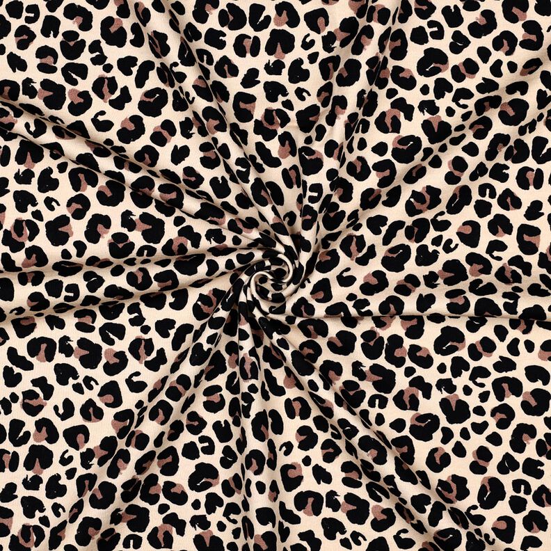 French Terry Sommersweat kleines Leo Print Digitaldruck | Poppy Fabrics – hellbeige/hellbraun, image number 3