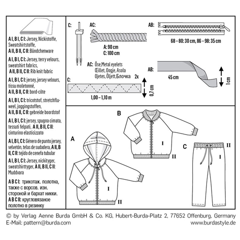 Babyjacke / Blouson / Hose | Burda 9349 | 68-98,  image number 9