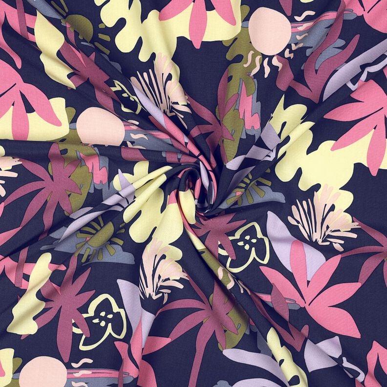 LENZING&trade; ECOVERO&trade; Viskosestoff Blumen &ndash; marineblau,  image number 3