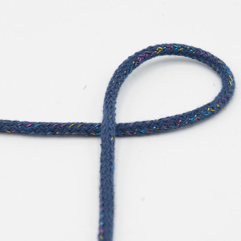 Baumwollkordel Lurex [Ø 5 mm] – jeansblau,  image number 1