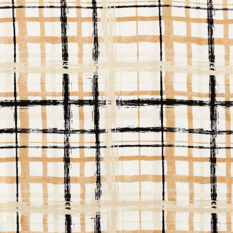 Leinen-Viskose-Mix abstraktes Karo – natur/beige,  image number 1