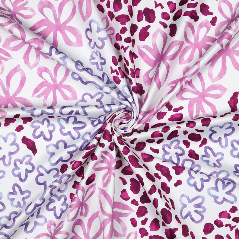 Micro Satin Blumen & Leo &ndash; weiss/beere,  image number 3