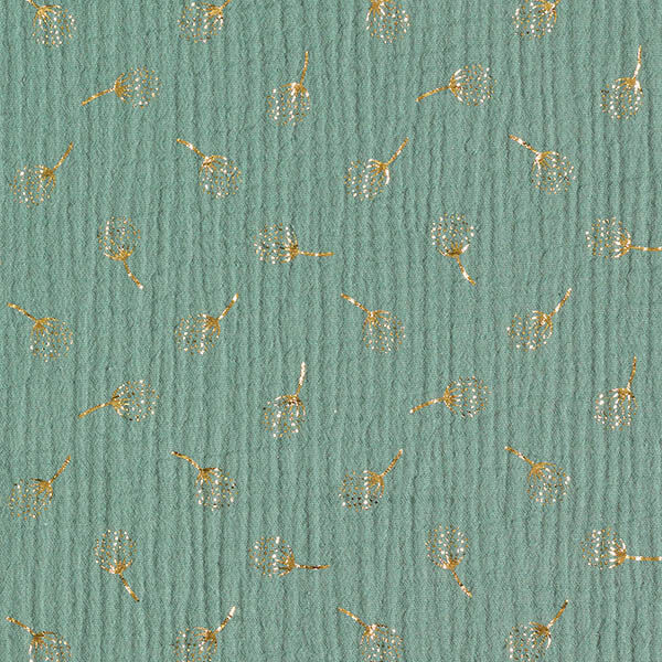 Musselin/ Doppel-Krinkel Gewebe Glitzer-Pusteblumen – schilf/gold, image number 1
