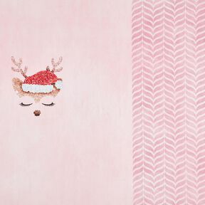 Baumwolljersey schlafendes Glitzer-Reh Panel | Glitzerpüppi – rosé/hellaltrosa, 