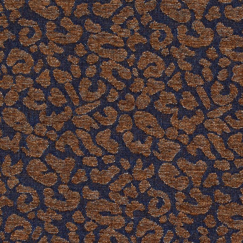 Hosenstoff Denim-Optik Leoprint – mittelbraun/nachtblau,  image number 1