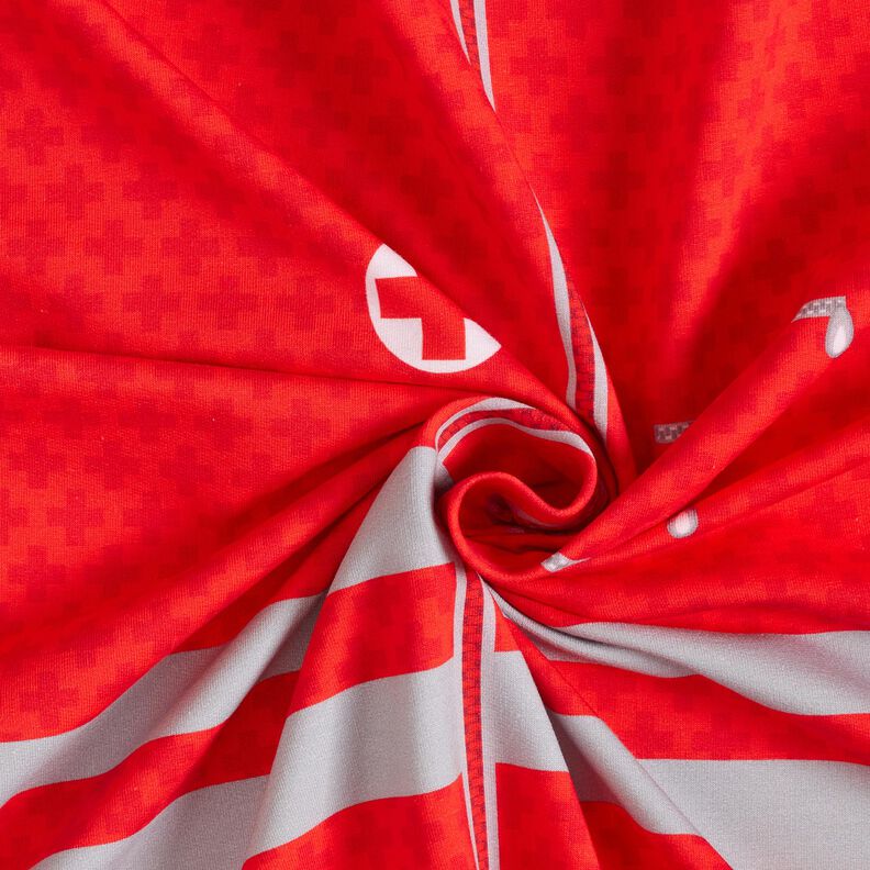 French Terry Panel Einmal Notarzt sein | Stoff&Liebe – rot/silbergrau,  image number 3