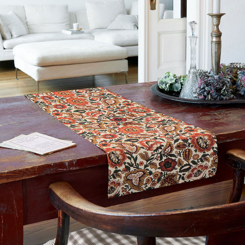 Dekostoff Gobelin Retro floral – hellbeige/kupfer, image number 9