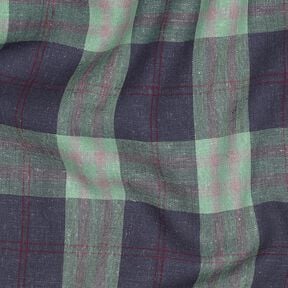 Leinen-Mix Karo bunt gewebt &ndash; mint/jeansblau, 