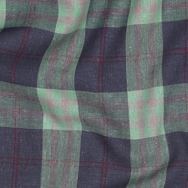 Leinen-Mix Karo bunt gewebt &ndash; mint/jeansblau,  image number 2