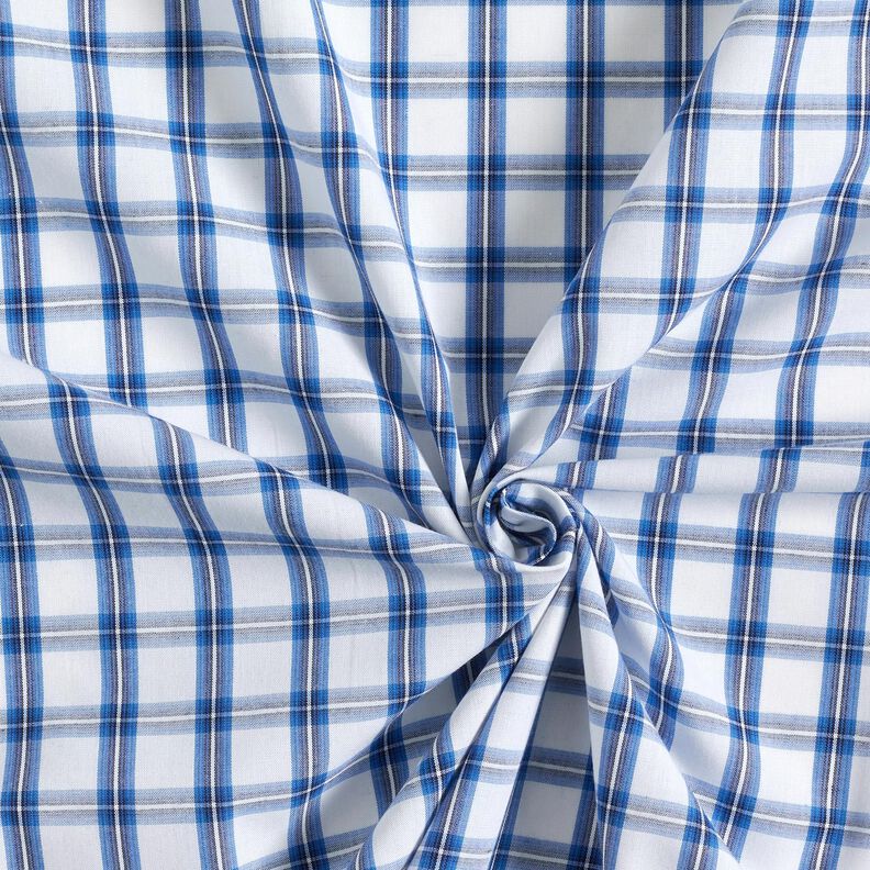 Baumwollstoff Hemden-Karo – weiss/blau, image number 3