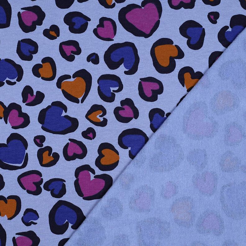 Sweatshirt angeraut bunte Herzen | Poppy Fabrics – stahlblau,  image number 4