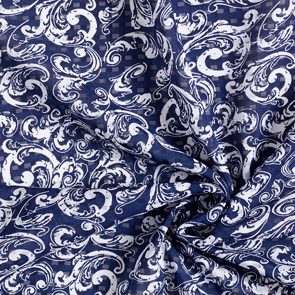 Georgette Ausbrennerkaro Jugendstilmuster – marineblau, image number 3