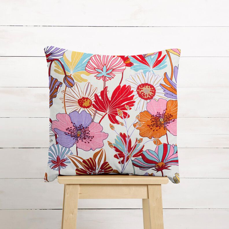 Dekostoff Panama farbenfrohe Blumen – creme/lavendel, image number 7