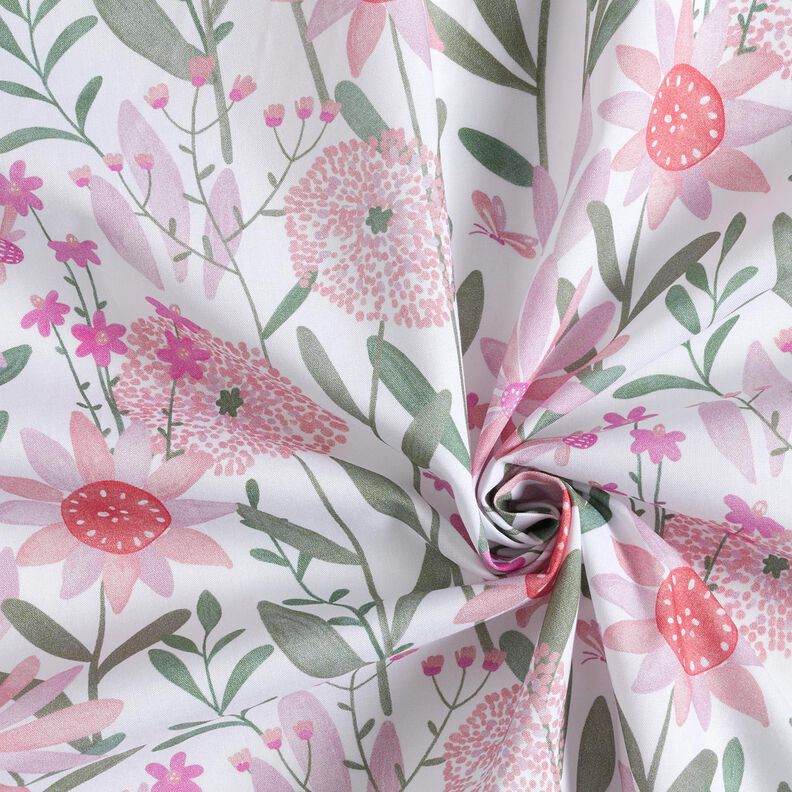 Baumwollpopeline große Wiesenblumen Digitaldruck | Poppy Fabrics – weiss,  image number 3