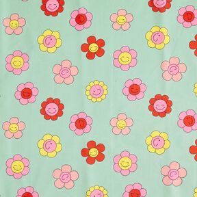 Beschichtete Baumwolle fröhliche Blumen | Poppy Fabrics – mint/zitronengelb, 