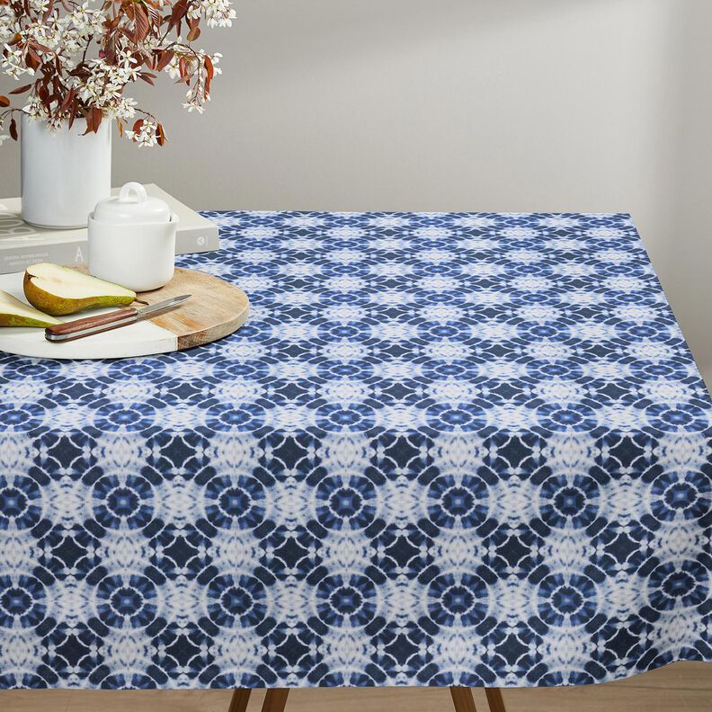 Dekostoff Canvas Batik-Kreise – indigo/weiss, image number 8